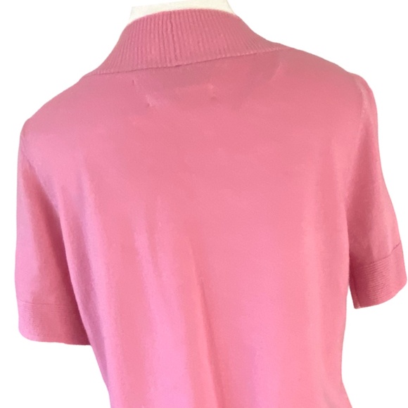 Max Studio Pink Extra Fine Merino Wool V-Neck Short Sleeve Sweater. Sz- L - Picture 6 of 13
